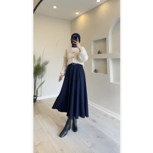 Cng Moda Puf Scuba Lacivert Etek
