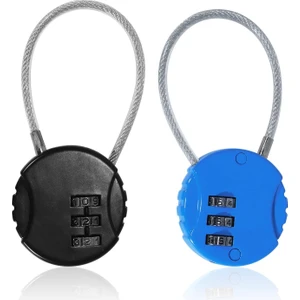 2'li Paket Şifreli Kilit, 3 Haneli Bagaj Kilitleri Soyunma Kilidi, Okul Spor Salonu Dolabı Için Asma Kilit, Bagaj Bavul Bagaj Kilitleri, Dosya Dolapları, Alet Kutusu, Çanta (Mavi+S (Yurt Dışından)