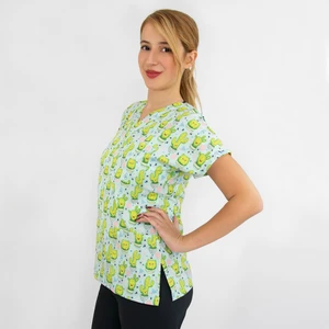 Nur Medikal Giyim Mutlu Kaktüs Desenli Likralı Üst Forma