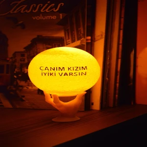 Zone Ozone 12cm Canım Kızım İyiki Varsın El Standlı Ay Küresi neon led lamba hediyelik eşya avize masa lambası gece lambası moon yılbaşı hediye