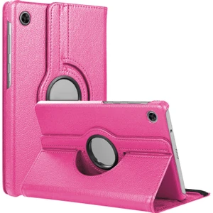 Samsung Galaxy Tab A9 Plus Kılıf 360 Rotating Stand Deri Pembe
