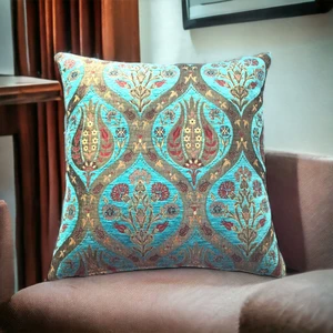 Pıllows Store Osmanlı Turkuaz Lale Desenli Kırlent Kılıfı 45CM*45CM