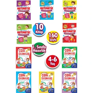 4 - 5 - 6 Yaş Matematik & Çizgi Çalışması Seti 10 Kitap