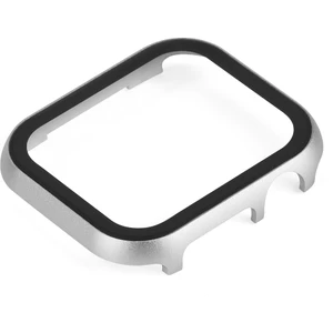Apple Watch Serisi 6 5 6 Se (2022) Se 44MM Metal Koruyucu Kapak Kılıfı Temperli Cam Ekran Koruyucu - Gümüş (Yurt Dışından)
