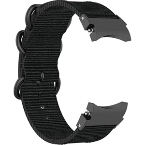 Samsung Galaxy 5 40MM/44MM/WATCH 5 Pro 45MM/WATCH4 40MM/44MM Naylon Watch Band Üç Döngü Ayarlanabilir Kayış Değiştirme - Siyah (Yurt Dışından)