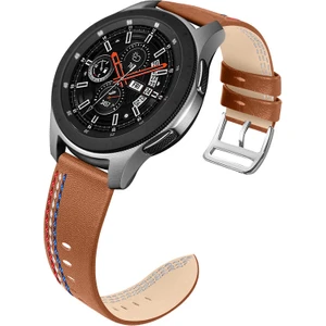 Üst Kat Cowhide Deri Dikiş Tasarımı Samsung Galaxy Watch Saat Bant Kayışı 3 45MM/WATCH 46MM - Kahverengi (Yurt Dışından)