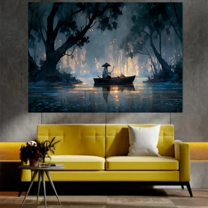 Home Arths Homearths Göl ve Kayık Temalı Dekoratif Duvar Tablosu