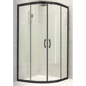 Duşakabin Oval Siyah 5mm Çizgili Yükseklik 190 cm