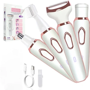 Elektrikli Bayan Tıraş Makinesi, Tıraş Için Kadın Tıraş Makineleri Kadınlar Için Akülü 4'ü 1 Arada Tıraş Makinesi Yüz, Bacaklar ve Koltuk Altı, Taşınabilir Bikini Düzeltici Islak ve (Yurt Dışından)