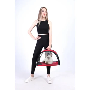 Çift Tarafı Şeffaf Askılı ve Elde Taşınabilir Kedi Köpek Taşıma Çantası