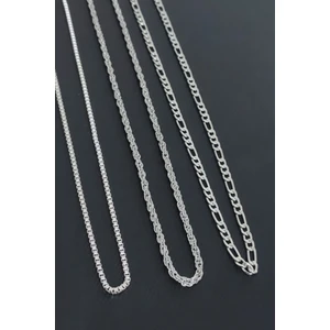 Trend Collection Gümüş Kaplama Burgu, Küp, Figaro 3'lü Kolye Set