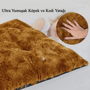 Peluş Kedi ve Küçük Irk Köpek Yatağı – %100 Elyaf Dolgulu, Yumuşak Dokulu, 50x35 cm, Karışık Renk, Makinede Yıkanabilir