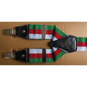 Kemer Sepeti Kırmızı Beyaz Yeşil Çizgili Pantolon Askısı 3 Klipsli