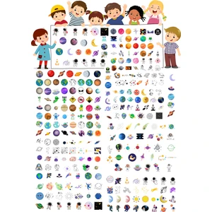 650 Adet Uzay Temalı Sticker Seti - Gezegen, Astronot, Yıldız, Meteor, Uzaylı Çıkartmalar
