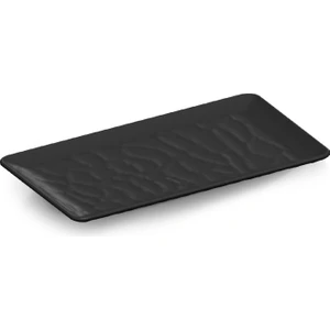 Kırılmaz Rölyefli Dikdörtgen Servis Tabak 6 Adet 26X16 cm - Siyah TR391