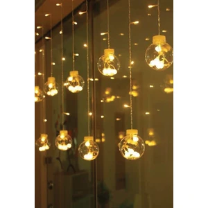 Dekoratif Işıklı Top Perde LED Fişli 8 Fonksiyonlu Günışığı Dilek Topu Ampul
