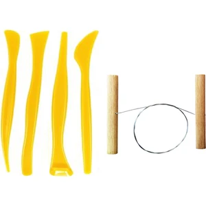 Plastik Ebeşuar Seti 4'lü Kil Şekillendirme Seti Seramik Seti Çamur Kesme Teli Çelik Tel