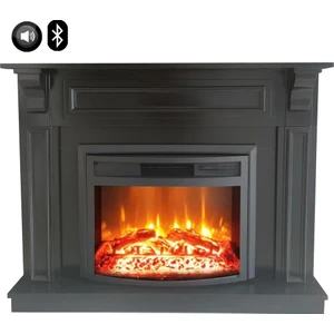 Dlc Mikanos Siyah Sütunlu Ses Efektli Bluetooth'lu Şömine