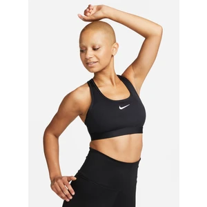 Siyah - Gri - Gümüş Kadın Yuvarlak Yaka Regular Fit Sporcu Sütyeni DX6821-010 W Nk Swsh Med Spt Bra