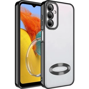 Samsung Galaxy M14 Kılıf Kamera Korumalı Logo Gösteren Şeffaf Kapak