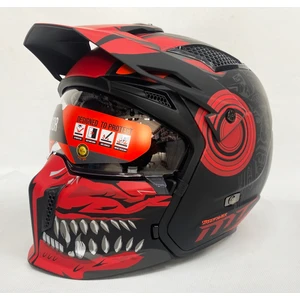 mt Streetfighter Sv Aztec B5 Mat Siyah Kırmızı Modüler