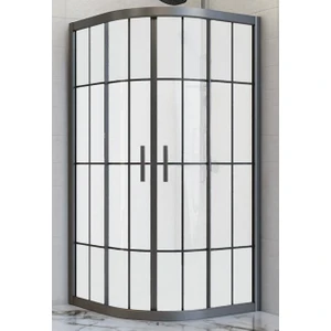 Duşakabin Oval Siyah Çizgi Buzlu 5 mm Yükseklik 190 cm