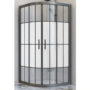 Duşakabin Oval Siyah Çizgi Ortası Buzlu 5 mm Yükseklik 190 cm