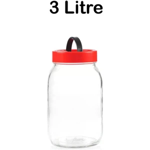 Tiesa Home 3 Litre Kapaklı Cam Turşu Bakliyat Saklama Kabı Kavanozu