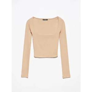 Kadın Fitilli Uzun Kollu Top Bluz Camel