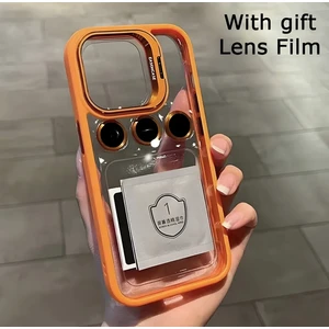 Apple iPhone 15 Plus Uyumlu Kamera Çerçeve Koruma Kapaklı Stantlı Kılıf + Lens Koruma