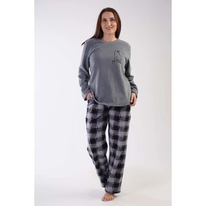 Kadın Polar Büyük Beden Uzun Kol Pijama Takım