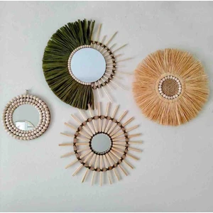 By Bohostore Rafya Ayna , Hasır Ayna Seti