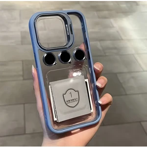 Apple iPhone 14 Plus Uyumlu Kamera Çerçeve Koruma Kapaklı Stantlı Kılıf + Lens Koruma
