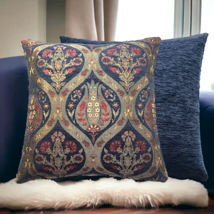 Pillows Store Lale Desenli Lacivert Kırlent Kılıfı   45 x 45 Cm  -2 Adet