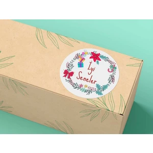 Iyi Seneler Etiketi Yuvarlak Mat Sticker Yeni Yıl Serisi 4 Cm- (33 Adet)