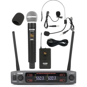 Lv-502EY UHF Dijital 2x30 Kanal Çiftli EL Yaka Headset Telsiz Kablosuz Mikrofon