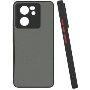 Xiaomi 13T Pro Uyumlu Kılıf Renkli Kenarlı Arkası Mat Yüzeyli Telefon Kılıfı Kapak Siyah