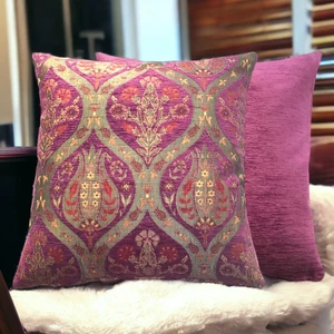 Pillows Store Lale Desenli Mor Kırlent Kılıfı 45 x 45 cm - 2 Adet