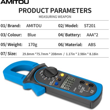 ST201 Mavi Pro Amıtou ST201 Dijital Pens Metre Multimetre Fiyatı