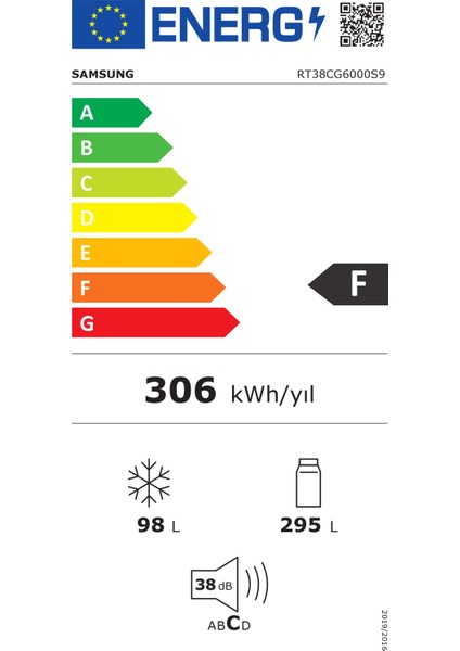 RT38CG6000S9TR F Enerji Sınıfı 393L Üstten Donduruculu Buzdolabı Inox