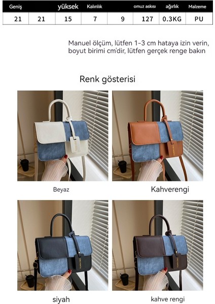 Niş Tasarım Dikiş Kontrast Renkli Küçük Kare Kadın Doku Basit Crossbody Moda Omuz Çantası (Yurt Dışından)