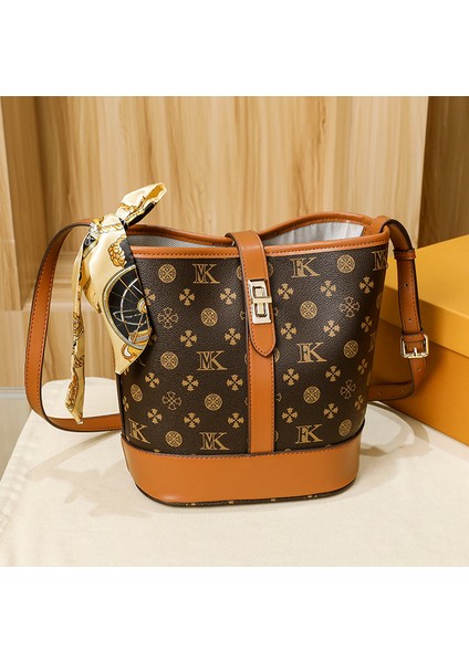 Kadınlar Için Üst Düzey Dokulu Moda Baskılı Taşınabilir Kova Büyük Kapasiteli Omuz Crossbody Çantası (Yurt Dışından) modelleri