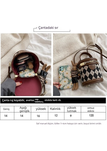 Kadınlar Için Popüler Küçük Bahar Moda Niş Crossbody Doku Eşkenar Dörtgen Taşınabilir Kova Çantası (Yurt Dışından)