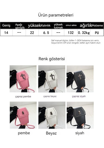 Avrupa ve Amerikan Tarzı Kadın Gotik Tabut Perçin Dekorasyonu Kişiselleştirilmiş Cep Telefonu Çapraz Askılı Çantası (Yurt Dışından)