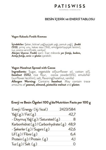 Vegan Kakaolu Fındık Kreması 330g