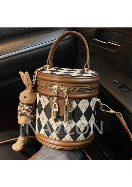 Kadınlar Için Popüler Küçük Bahar Moda Niş Crossbody Doku Eşkenar Dörtgen Taşınabilir Kova Çantası (Yurt Dışından)