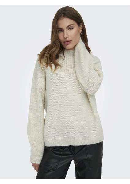 Oversize Yüksek Yakalı Kadın Kazak - Minimalist Stil modelleri