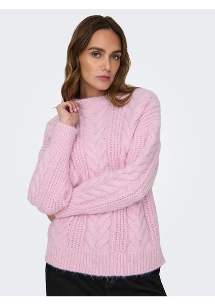 O Yaka Pembe Kadın Kazak 15294820