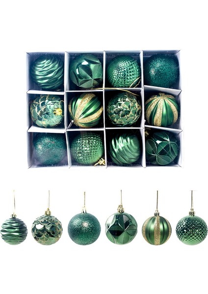 6CM12PC Noel Topu Hediye Kutusu Boyalı Set Noel Ağacı Dekorasyon Kolye Şenlikli Pencere Düzeni (Yurt Dışından)
