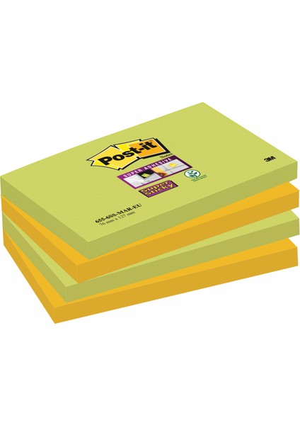 Post-It Yapışkanlı Not Kağıdı 76MM x 127 mm ( 100 Yaprak ) 4lü Set (2 Sarı 2 Yeşil)